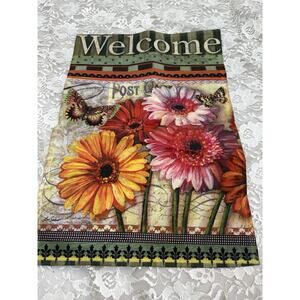 Evergreen Flag Daisies WELCOME USA Butterfly 18 X 12.5 Heavy Duty Garden Spring